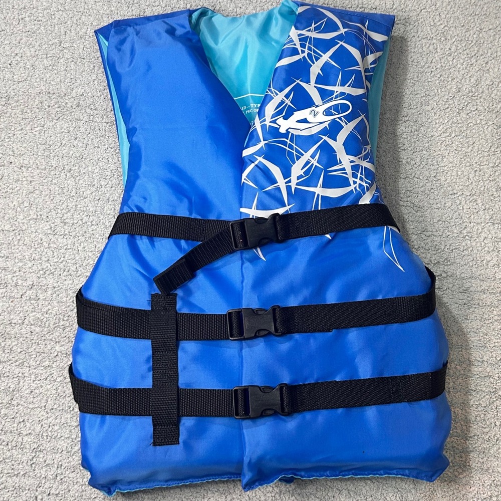 Exxel Outdoors Life Vest PFD 90lb Adult Universal Blue Ski Lake Safety Gear